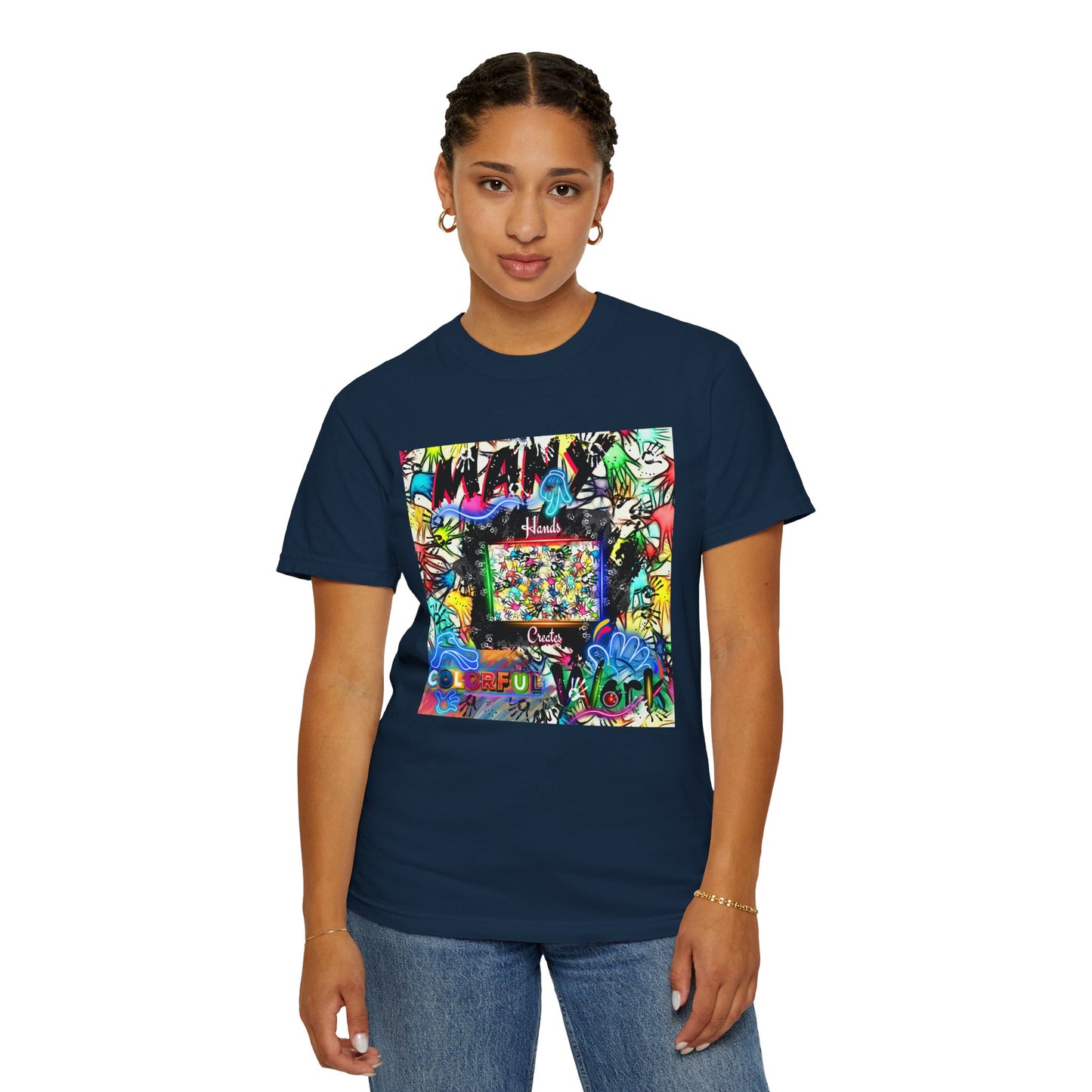 Colorful Hands Vibrant Neon Art T-shirt