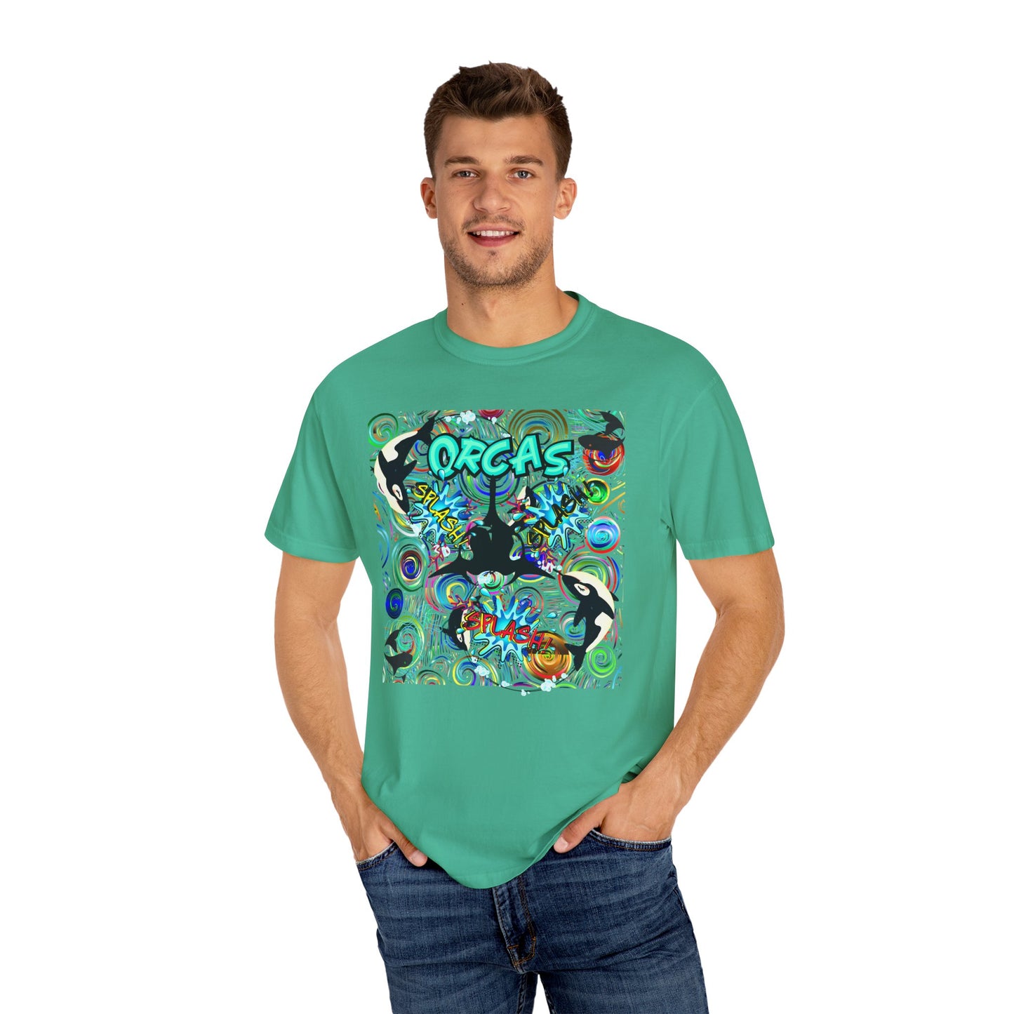 Vibrant Orcas Splash Comfort Colors T-shirt