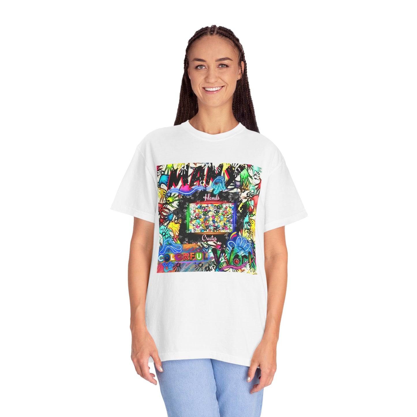 Colorful Hands Vibrant Neon Art T-shirt