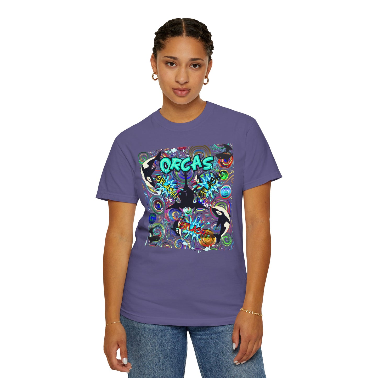 Vibrant Orcas Splash Comfort Colors T-shirt