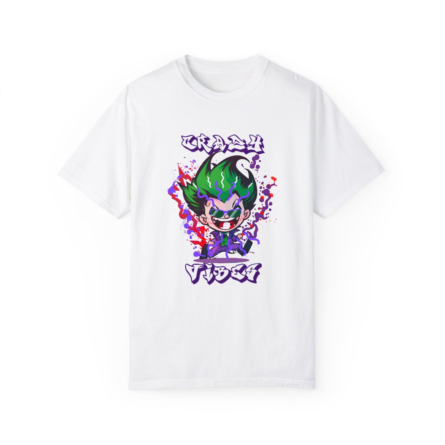 Vibrant! Comfort Color Unisex T-shirt Of Cartoon Joker With Shades Design