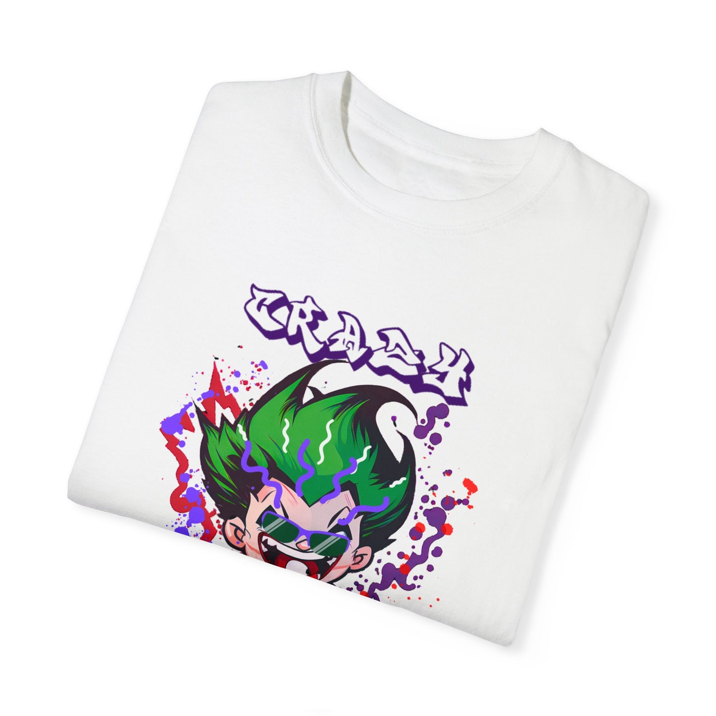 Vibrant! Comfort Color Unisex T-shirt Of Cartoon Joker With Shades Design