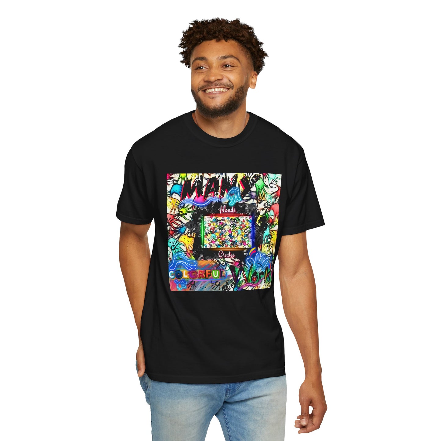 Colorful Hands Vibrant Neon Art T-shirt