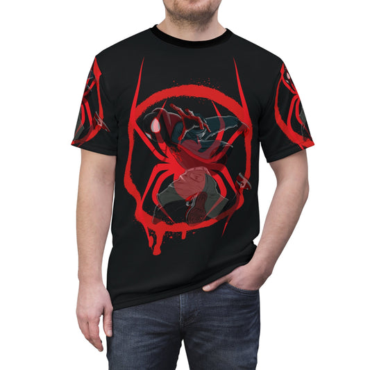 Miles Morales Unisex Cut & Sew Black Tee (AOP)