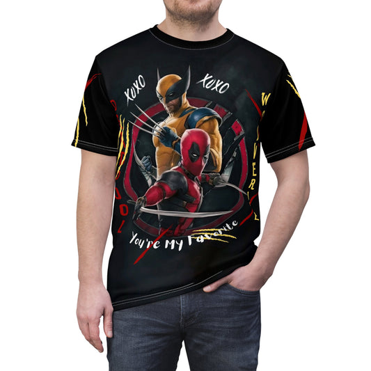 Deadpool Wolverine "You're My Favorite" Unisex Cut & Sew T-Shirt (AOP)